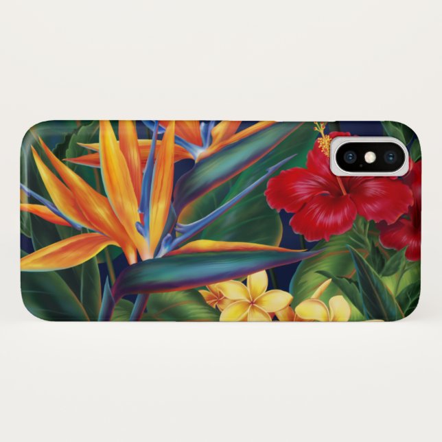 Coques Case-Mate iPhone Floral hawaïen de paradis tropical (Dos (Horizontal))
