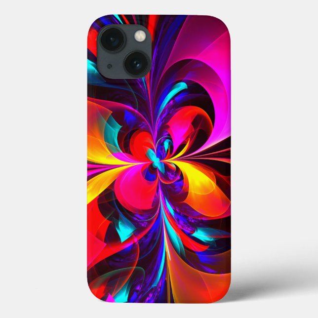 Coques Case-Mate iPhone Floral moderne Art Abstrait Rouge Bleu Motif #07 (Verso)