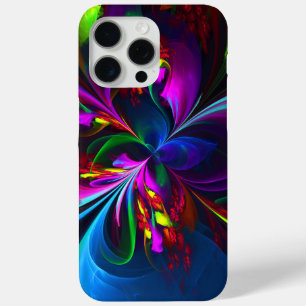 Coque iPhone 15 Pro Max Floral moderne Art Abstrait Rouge Bleu Motif #15
