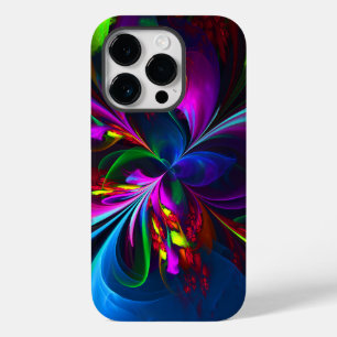 Coque Pour iPhone 14 Pro Floral moderne Art Abstrait Rouge Bleu Motif #15