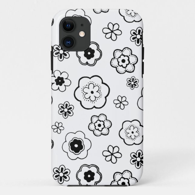 Coques Case-Mate iPhone Floral Noir Et Blanc (Dos)