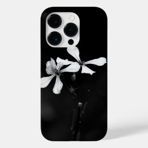 Coque Pour iPhone 14 Pro floral noir et blanc minimal