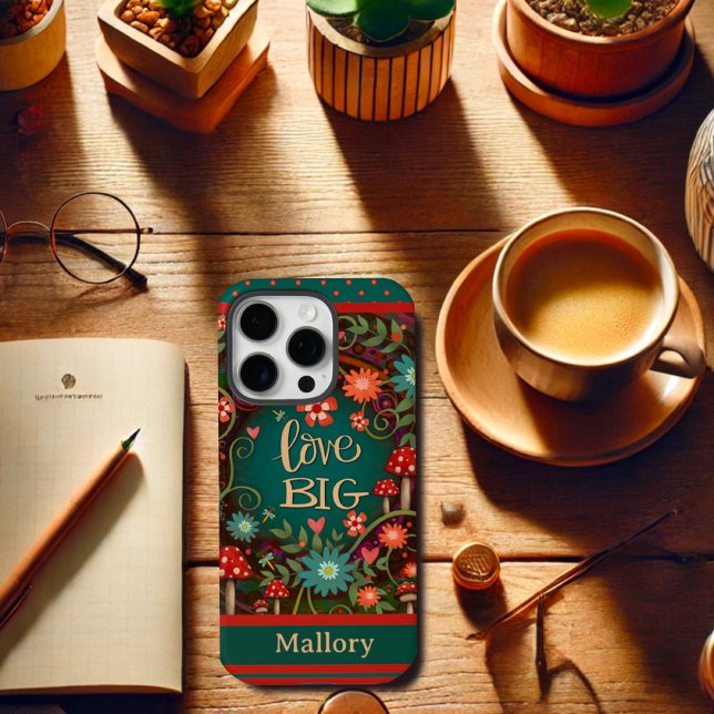 Coques Case-Mate iPhone Floral Nom Personnalisé Champignons Amour Amour Gr (Créateur téléchargé)