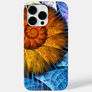 Coque Pour Pour iPhone 14 Pro Max Floral Orange Bleu Jaune Art Abstrait