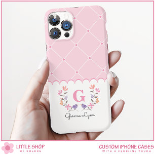 Coques iPhone 16 Floral rose personnalisé