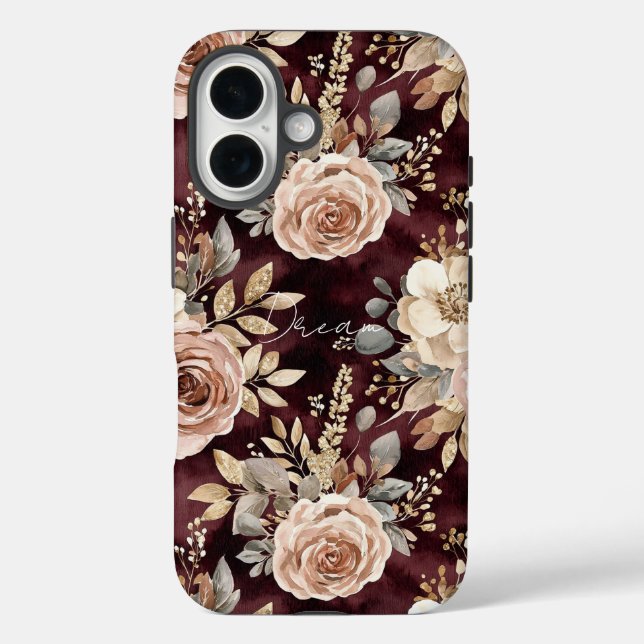 Coques Case-Mate iPhone Floral roux de Bourgogne (Verso)