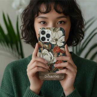 Coques iPhone 16 Floral Stained-Glass Phone Case with Personalized 