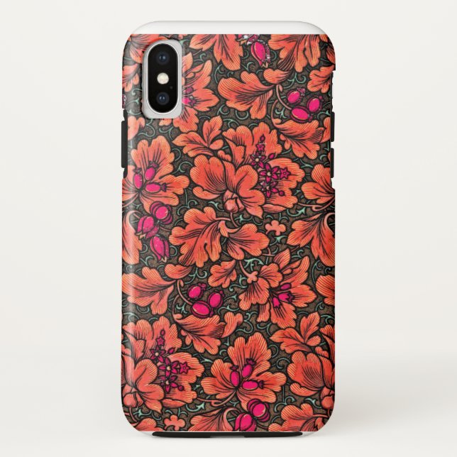 COQUES Case-Mate iPhone FLORAL/ VERMILLION, ROSE, VERT & BROWN (Dos)