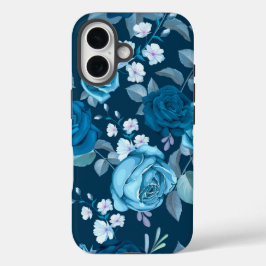 Coques iPhone 16 Flore bleu classique