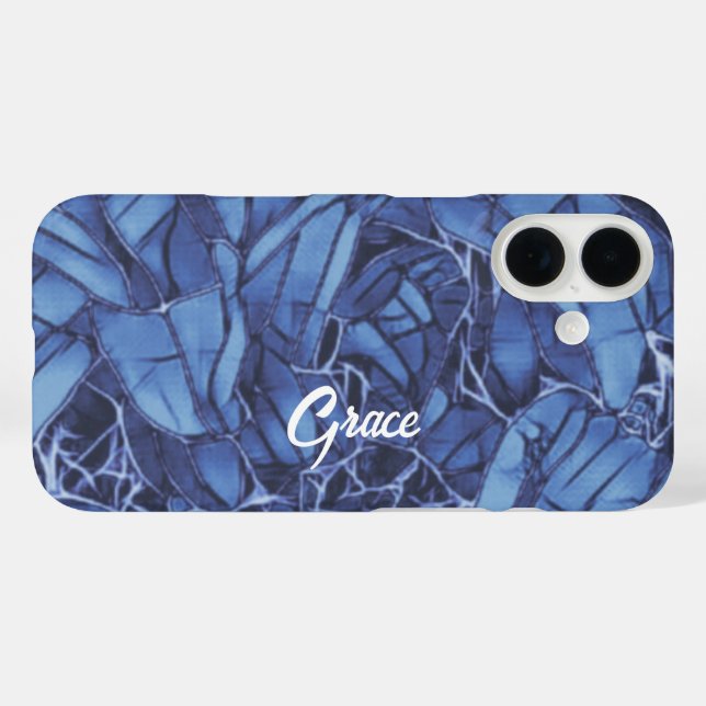 Coques Case-Mate iPhone Flore bleu foncé personnalisée (Verso (horizontal))