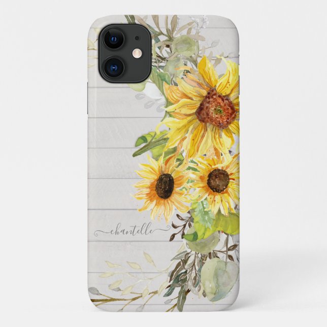 Coques Case-Mate iPhone Flore d'aquarelle de tournesol rustique (Dos)