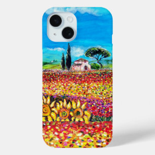 Coque Pour iPhone 15 FLORE EN TOSCANE/ Champs, Pépites et tournesols