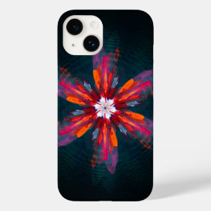 Coque Pour iPhone 14 Flore Mandala Flowers Orange Red Blue Abstract
