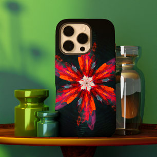Coques iPhone 16 Pro Flore Mandala Flowers Orange Red Blue Abstract