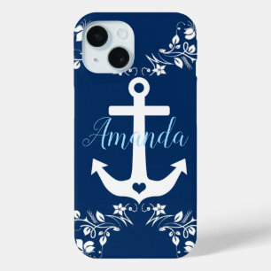 Coque Pour iPhone 15 Flore marine et Ancre