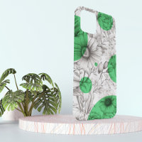 Flore moderne dessin vert kelly Cercles rétro