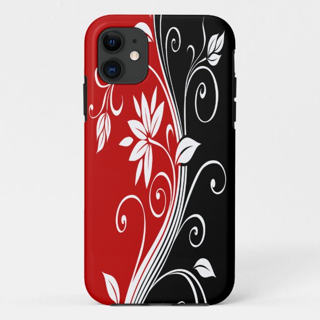 Coques Case-Mate iPhone Flore rouge blanc et noire (Dos)
