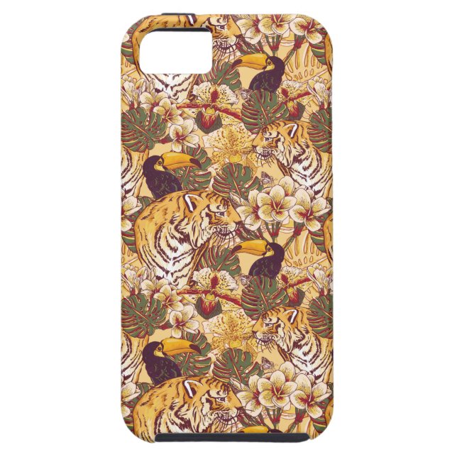 Coques Case-Mate iPhone Flore tropicale avec tigre (Dos)