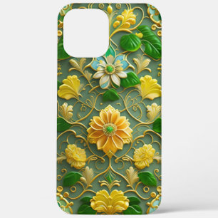 Case-Mate iPhone Case Flore verte et or 3D