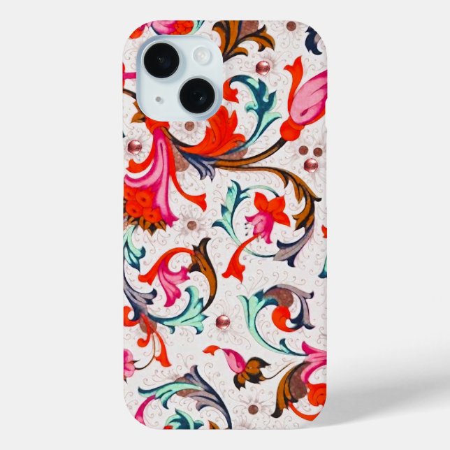 COQUES Case-Mate iPhone FLORENTINE RENAISSANCE ROUGE FLEURS, FLEURS (Verso)