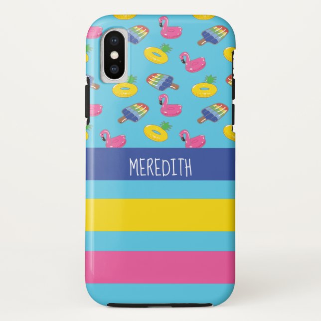 Coques Case-Mate iPhone Flottes de piscine personnalisées en forme de bleu (Dos)