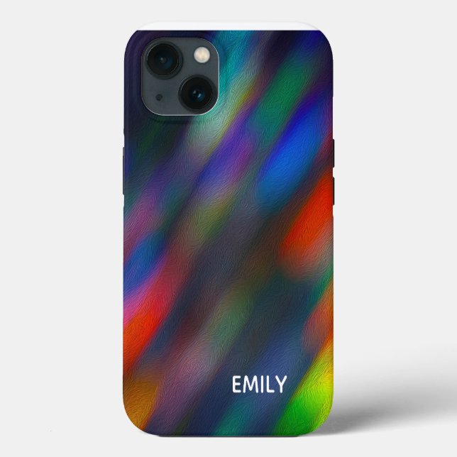 Coques Case-Mate iPhone Flou Abstrait avec nom (Verso)