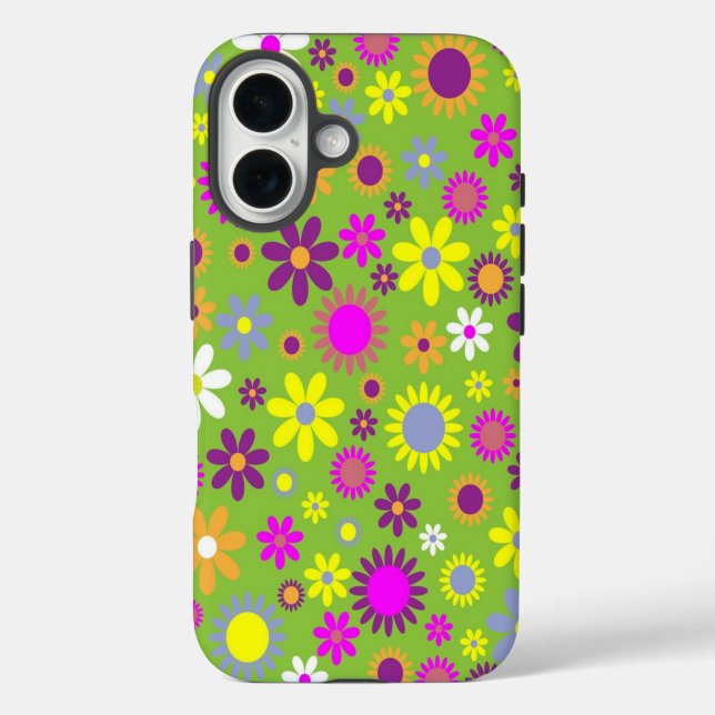 Coques Case-Mate iPhone Flower Power Bright Green (Verso)