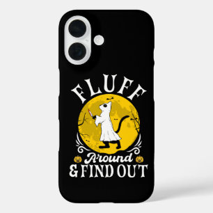 Coques iPhone 16 Fluff Around and Find Out Halloween Horreur Chat