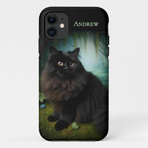 Case-Mate iPhone Case Fluffy Chat noir en Misty Woods