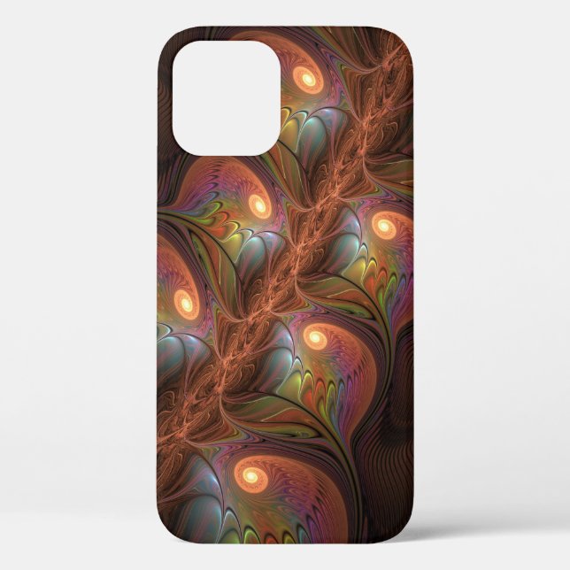 Coques Case-Mate iPhone Fluorescent coloré Abstrait Trippy Brown Fractal (Verso)
