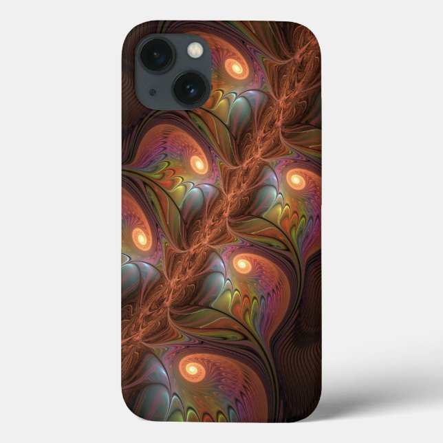 Coques Case-Mate iPhone Fluorescent coloré Abstrait Trippy Brown Fractal (Verso)