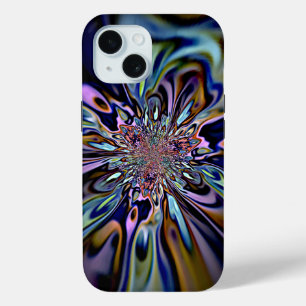 Coque Pour iPhone 15 Flux d'énergie iridescent Art fractal