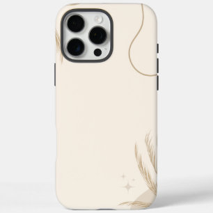 Coques iPhone 16 Pro Max Fond Linktree Floral Esthétique Marron Beige