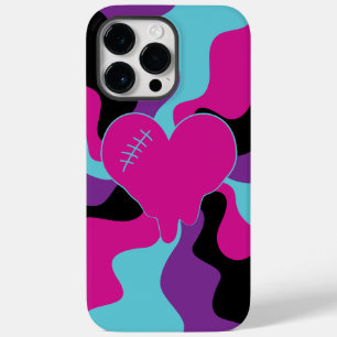 Coque Pour Pour iPhone 14 Pro Max Fonte cardiaque - rose, violet, bleu et noir