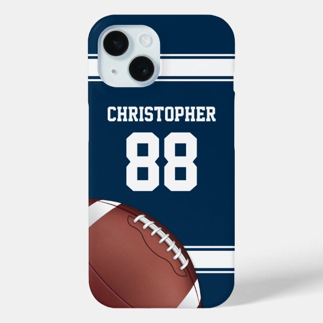 Coques Case-Mate iPhone Football de Jersey Blue and White Stripes (Verso)