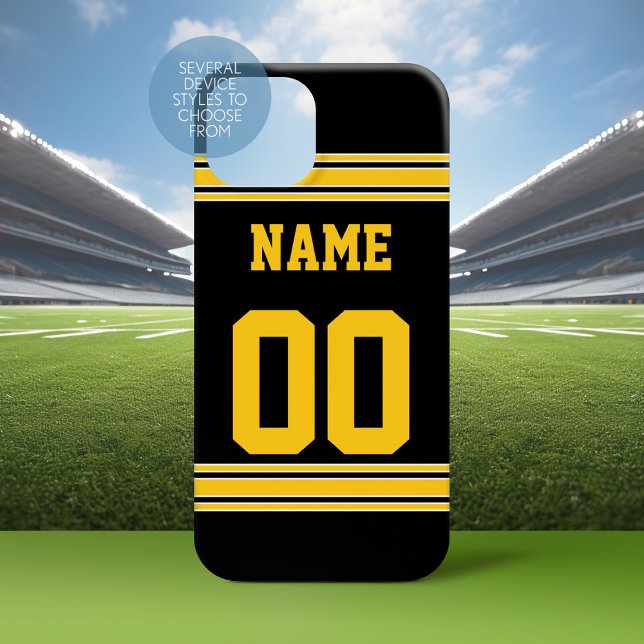 Coques Case-Mate iPhone Football Jersey Black Gold (Personalized Phone Case with A sporty Design)