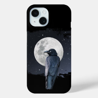 Coque Pour iPhone 15 Forest Raven Cold Moon
