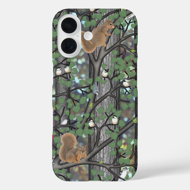 Coques Case-Mate iPhone forêt avec oiseaux et écureuils (Verso)