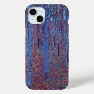 Coque iPhone 15 Mini Forêt de hêtres par Gustav Klimt, Art Nouveau Vint
