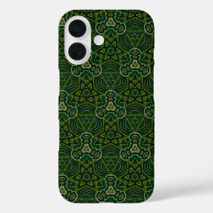 Coques iPhone 16 Forêt foncée Vert Mandala Sci-fi Motif géométrique