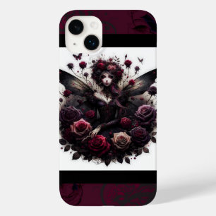 Coque Pour iPhone 14 Plus Forêt gothique foncée Fée Florale Rose Bourgogne
