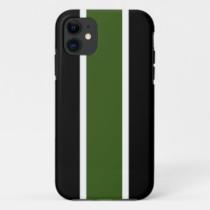 Case-Mate iPhone Case Forêt sportive Vert Noir Blanc Racing Stripes