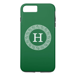 Coques Pour iPhone Forêt Vert Grec Clé Rnd Cadre Initial Monogramme