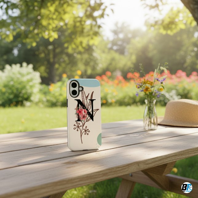 Coques Case-Mate iPhone Forme botanique Boho Rétro avec nom 1er majuscule  (Créateur téléchargé)