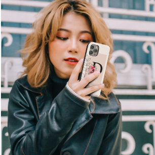 Coques iPhone 16 Forme botanique Boho Rétro avec nom 1er majuscule