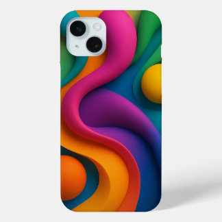 Coque iPhone 15 Mini Formes 3D Abstraites dynamiques