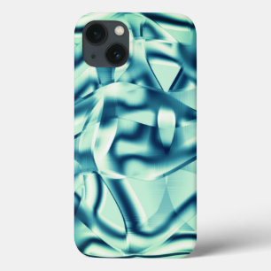 Case-Mate iPhone Case Formes bleues verdâtres courbées, teintes cyanes