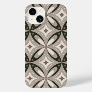 Coque Pour iPhone 14 Formes circulaires rétro beige et marron