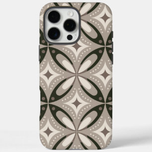 Coques iPhone 16 Pro Max Formes circulaires rétro beige et marron