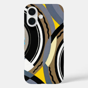 Coques iPhone 16 Formes géométriques Art Déco Pochoir Jazz vintage